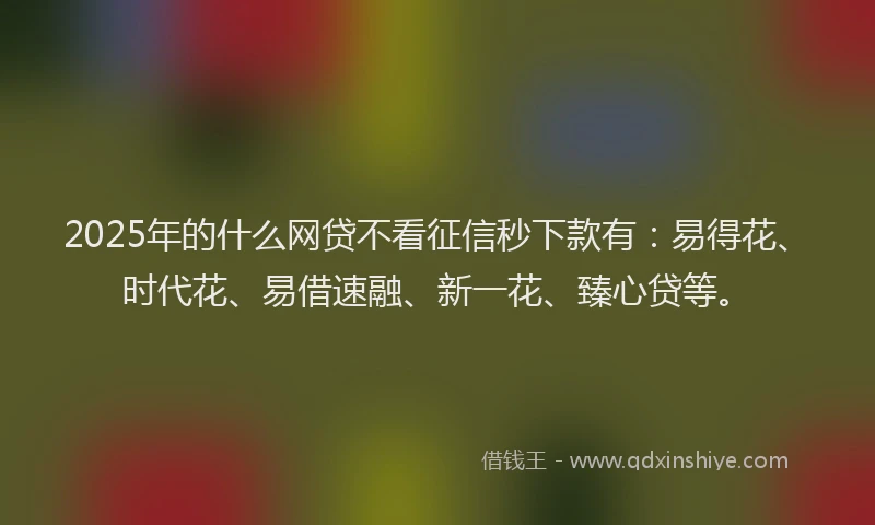 2025年的什么网贷不看征信秒下款有：易得花、时代花、易借速融、新一花、臻心贷等。