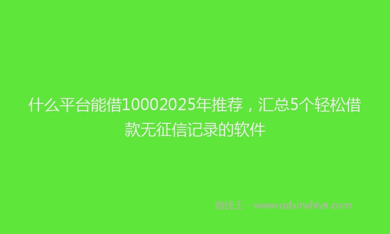 什么平台能借10002025年推荐，汇总5个轻松借款无征信记录的软件