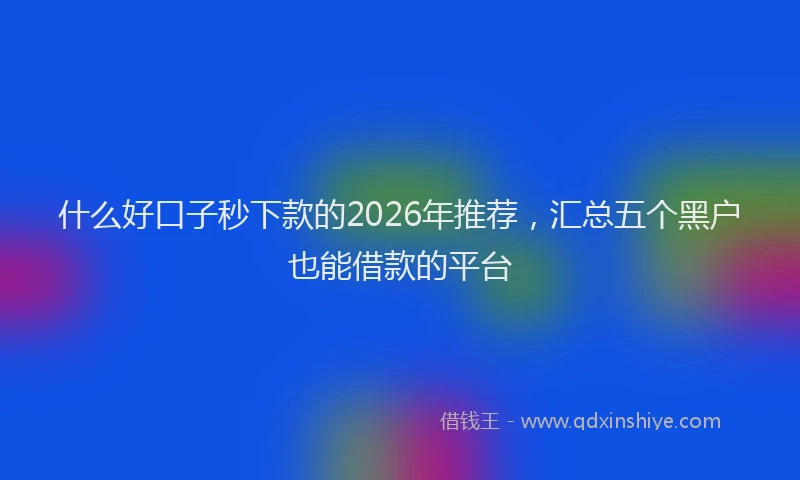 什么好口子秒下款的2026年推荐，汇总五个黑户也能借款的平台