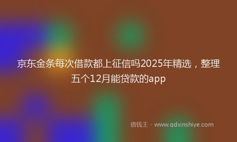 京东金条每次借款都上征信吗2025年精选，整理五个12月能贷款的app
