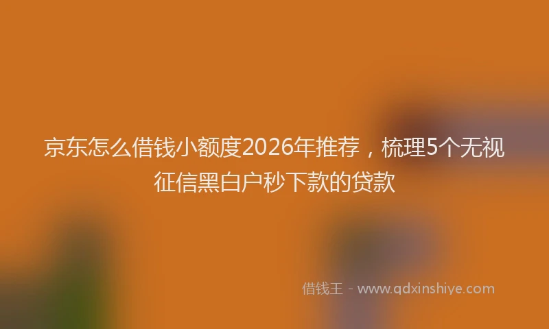 京东怎么借钱小额度2026年推荐，梳理5个无视征信黑白户秒下款的贷款