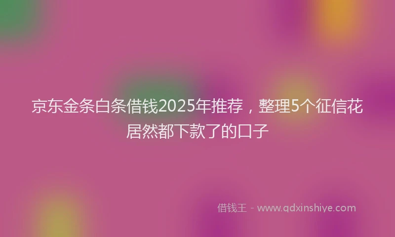 京东金条白条借钱2025年推荐，整理5个征信花居然都下款了的口子
