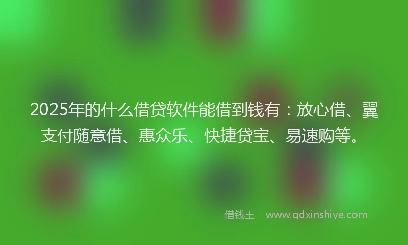 2025年的什么借贷软件能借到钱有:放心借、翼支付随意借、惠众乐、快捷贷宝、易速购等。