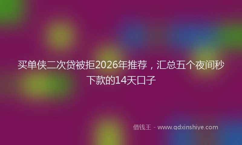买单侠二次贷被拒2026年推荐，汇总五个夜间秒下款的14天口子