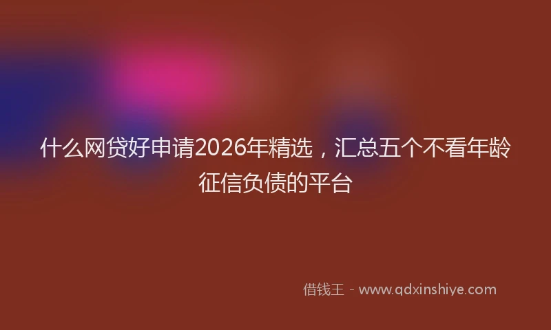 什么网贷好申请2026年精选，汇总五个不看年龄征信负债的平台
