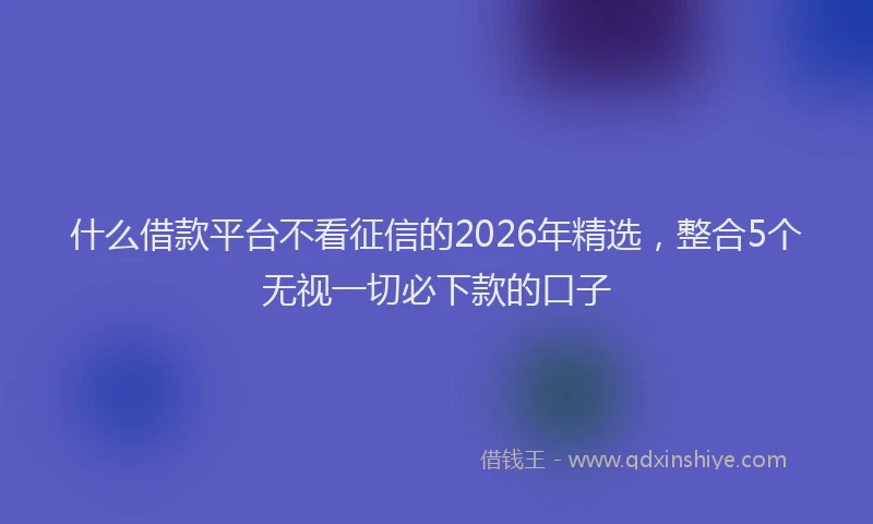 什么借款平台不看征信的2026年精选,整合5个无视一切必下款的口子