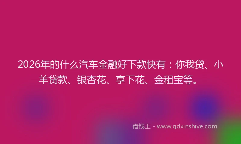2026年的什么汽车金融好下款快有：你我贷、小羊贷款、银杏花、享下花、金租宝等。