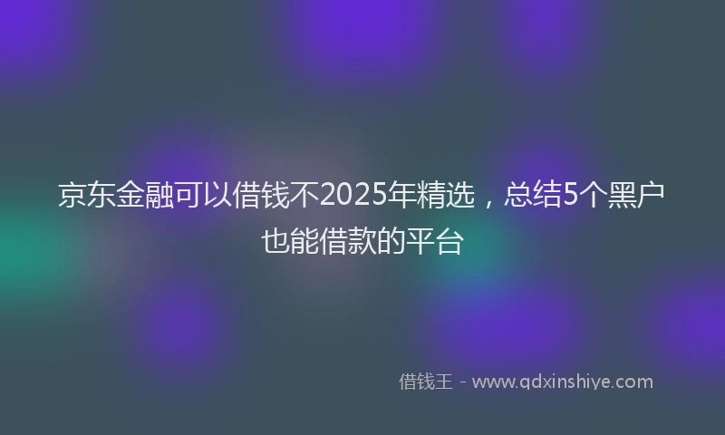 京东金融可以借钱不2025年精选，总结5个黑户也能借款的平台