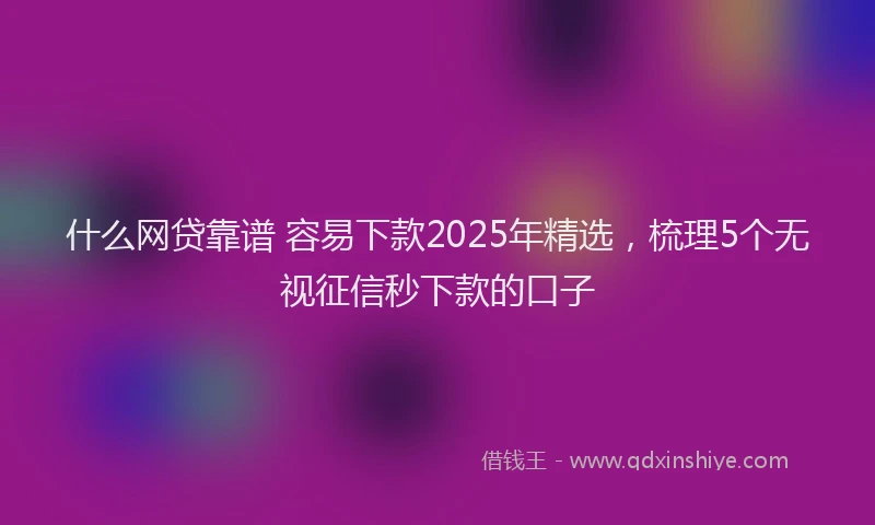 什么网贷靠谱 容易下款2025年精选，梳理5个无视征信秒下款的口子