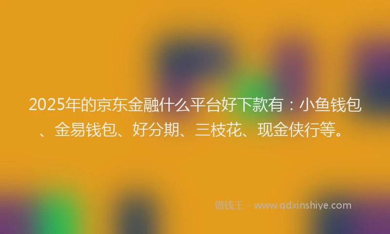 2025年的京东金融什么平台好下款有：小鱼钱包、金易钱包、好分期、三枝花、现金侠行等。