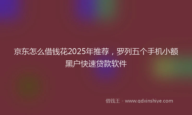 京东怎么借钱花2025年推荐，罗列五个手机小额黑户快速贷款软件