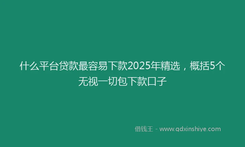什么平台贷款最容易下款2025年精选，概括5个无视一切包下款口子