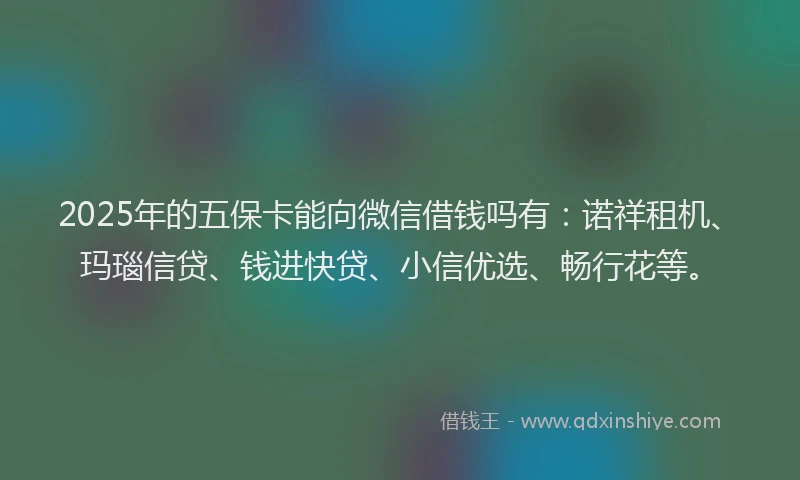 2025年的五保卡能向微信借钱吗有：诺祥租机、玛瑙信贷、钱进快贷、小信优选、畅行花等。