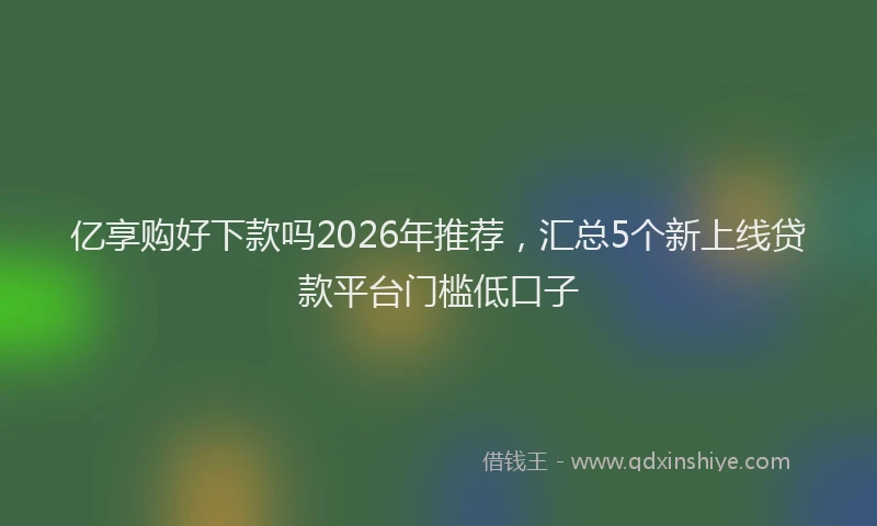 亿享购好下款吗2026年推荐，汇总5个新上线贷款平台门槛低口子