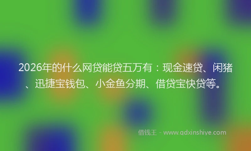 2026年的什么网贷能贷五万有：现金速贷、闲猪、迅捷宝钱包、小金鱼分期、借贷宝快贷等。