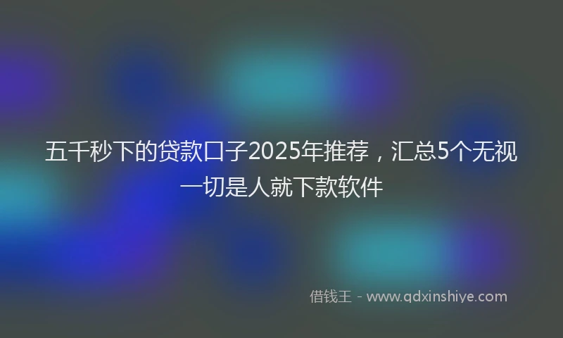 五千秒下的贷款口子2025年推荐，汇总5个无视一切是人就下款软件