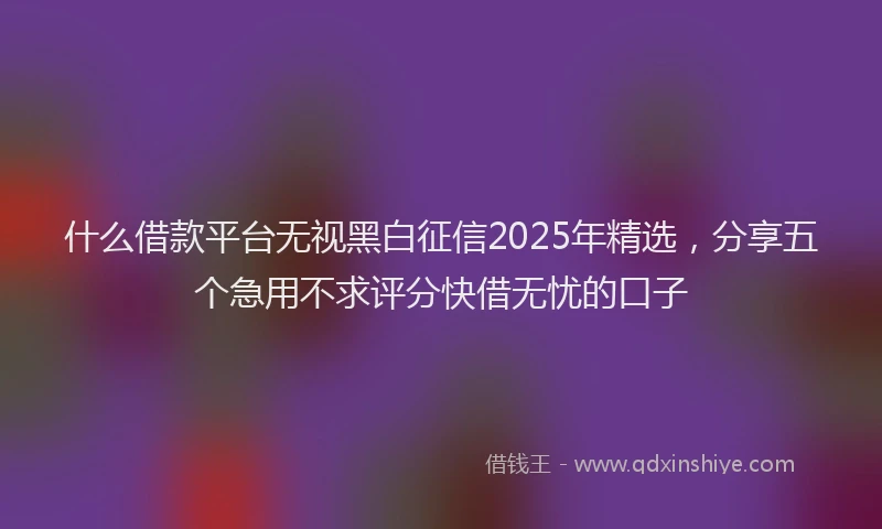 什么借款平台无视黑白征信2025年精选，分享五个急用不求评分快借无忧的口子