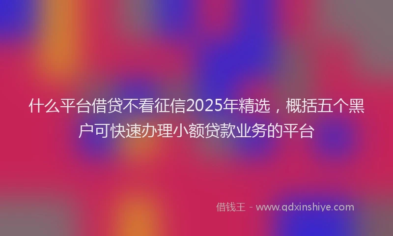 什么平台借贷不看征信2025年精选，概括五个黑户可快速办理小额贷款业务的平台