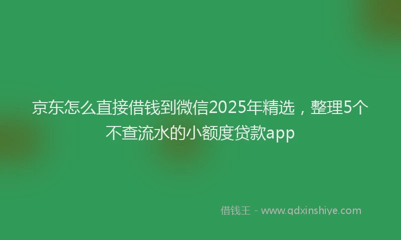 京东怎么直接借钱到微信2025年精选，整理5个不查流水的小额度贷款app