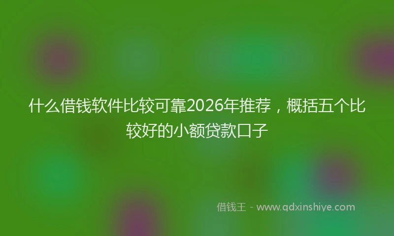 什么借钱软件比较可靠2026年推荐，概括五个比较好的小额贷款口子