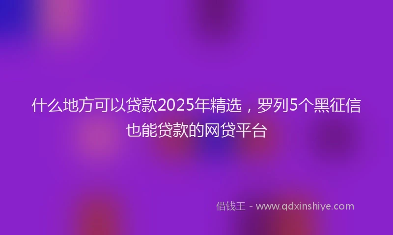 什么地方可以贷款2025年精选，罗列5个黑征信也能贷款的网贷平台