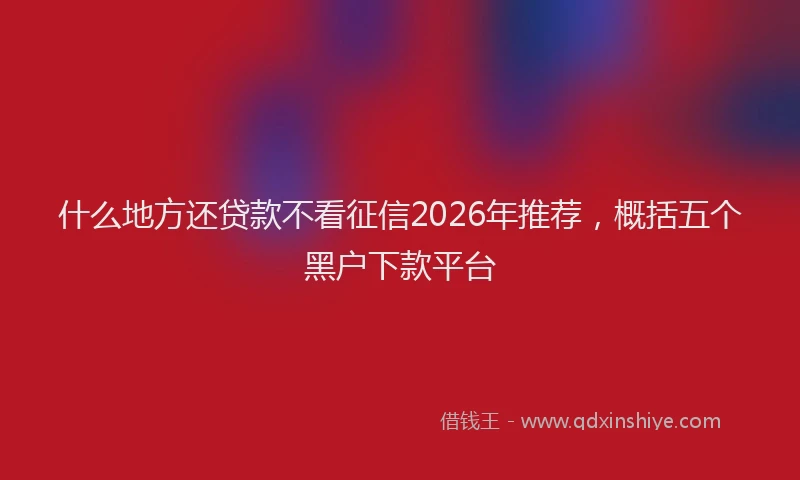 什么地方还贷款不看征信2026年推荐,概括五个黑户下款平台