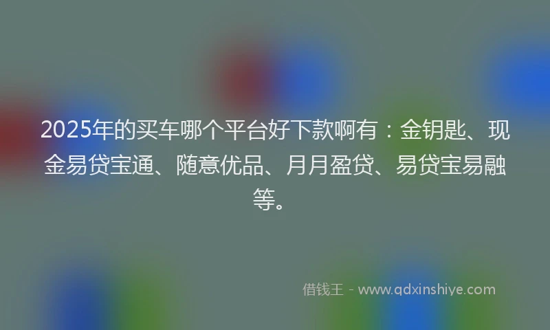 2025年的买车哪个平台好下款啊有：金钥匙、现金易贷宝通、随意优品、月月盈贷、易贷宝易融等。