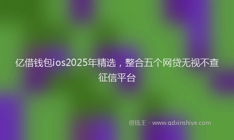 亿借钱包ios2025年精选，整合五个网贷无视不查征信平台