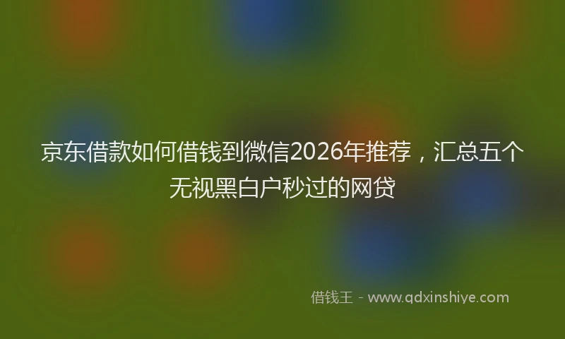 京东借款如何借钱到微信2026年推荐，汇总五个无视黑白户秒过的网贷