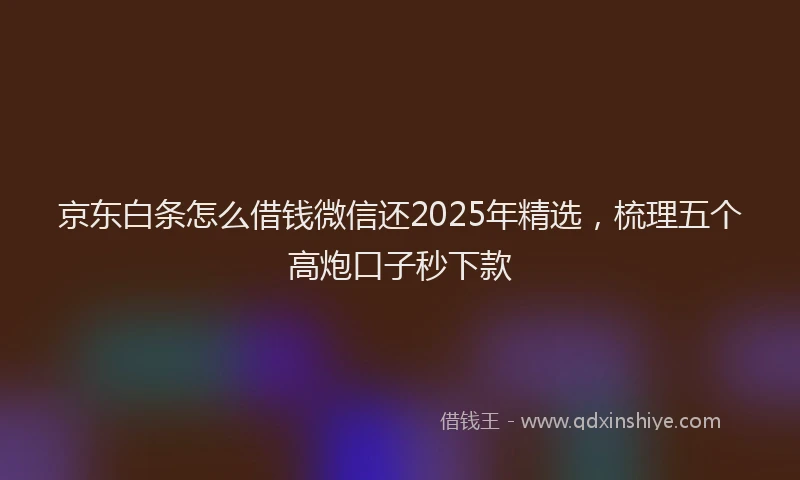京东白条怎么借钱微信还2025年精选，梳理五个高炮口子秒下款