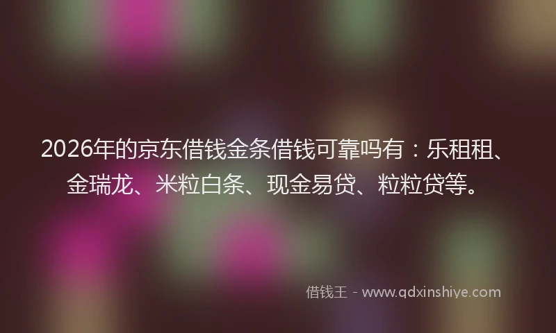 2026年的京东借钱金条借钱可靠吗有：乐租租、金瑞龙、米粒白条、现金易贷、粒粒贷等。