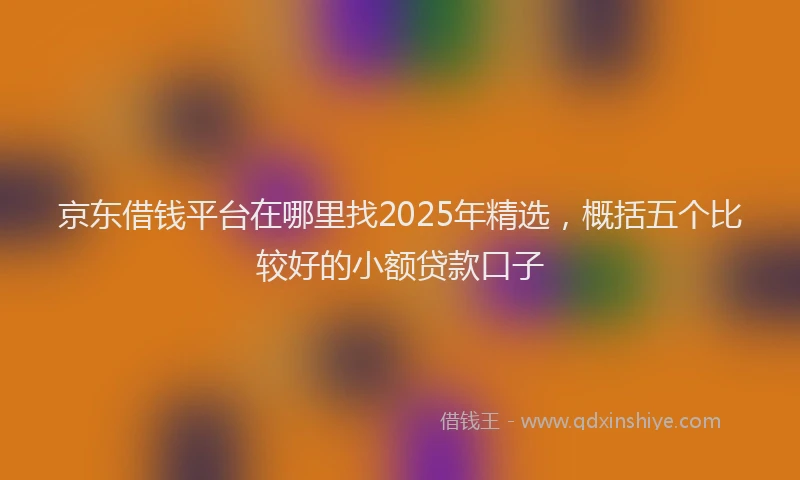 京东借钱平台在哪里找2025年精选，概括五个比较好的小额贷款口子