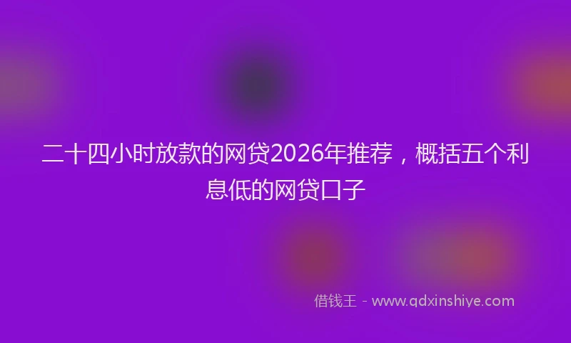 二十四小时放款的网贷2026年推荐，概括五个利息低的网贷口子