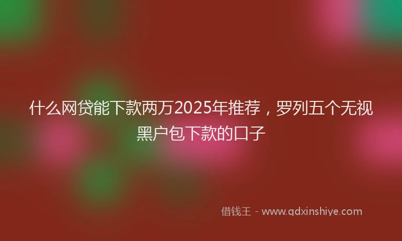什么网贷能下款两万2025年推荐，罗列五个无视黑户包下款的口子