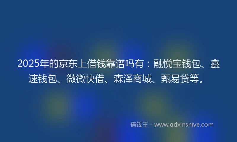 2025年的京东上借钱靠谱吗有：融悦宝钱包、鑫速钱包、微微快借、森泽商城、甄易贷等。