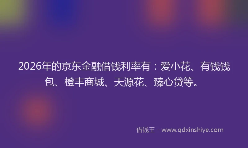 2026年的京东金融借钱利率有：爱小花、有钱钱包、橙丰商城、天源花、臻心贷等。