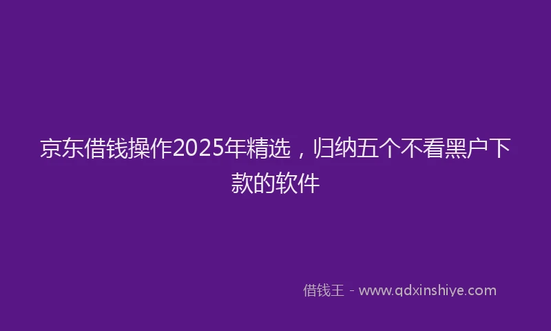 京东借钱操作2025年精选，归纳五个不看黑户下款的软件