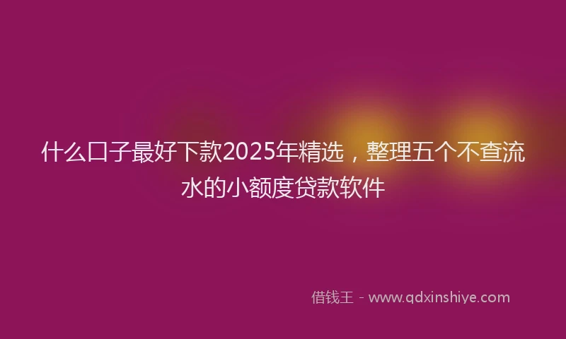 什么口子最好下款2025年精选，整理五个不查流水的小额度贷款软件