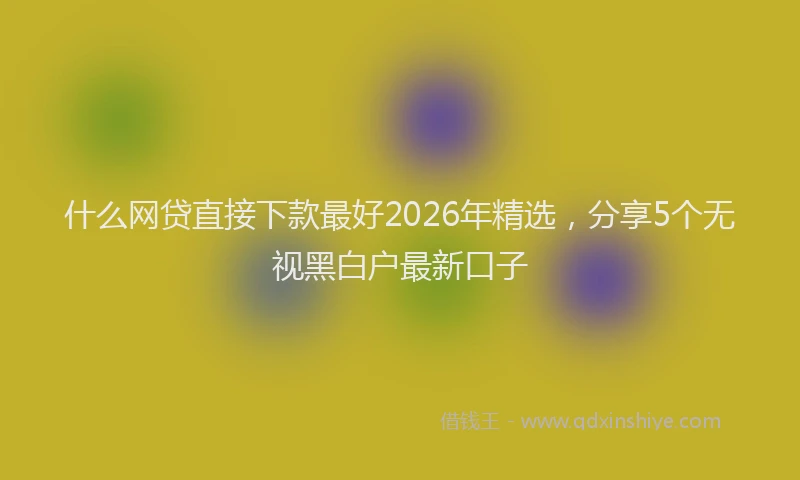 什么网贷直接下款最好2026年精选，分享5个无视黑白户最新口子