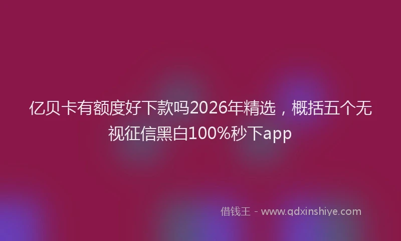 亿贝卡有额度好下款吗2026年精选，概括五个无视征信黑白100%秒下app