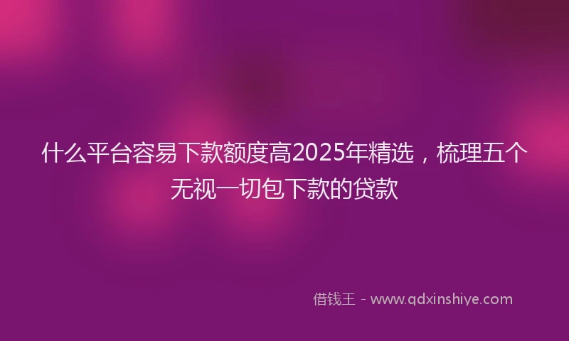 什么平台容易下款额度高2025年精选，梳理五个无视一切包下款的贷款