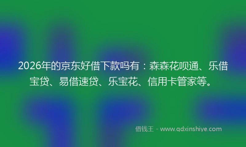 2026年的京东好借下款吗有：森森花呗通、乐借宝贷、易借速贷、乐宝花、信用卡管家等。