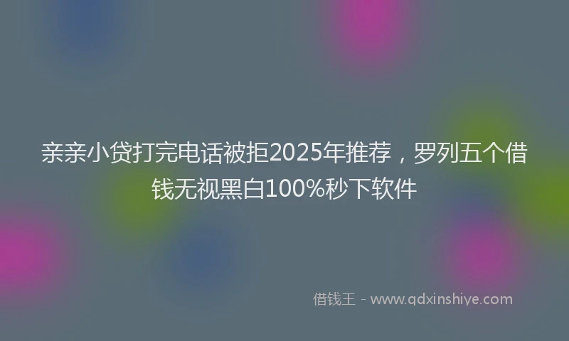 亲亲小贷打完电话被拒2025年推荐，罗列五个借钱无视黑白100%秒下软件