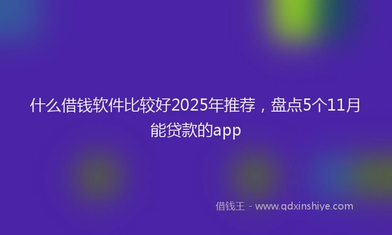 什么借钱软件比较好2025年推荐，盘点5个11月能贷款的app