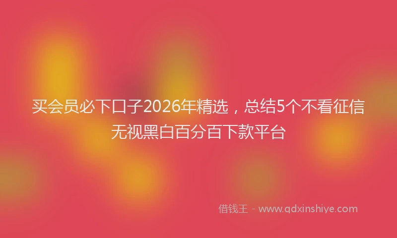 买会员必下口子2026年精选，总结5个不看征信无视黑白百分百下款平台