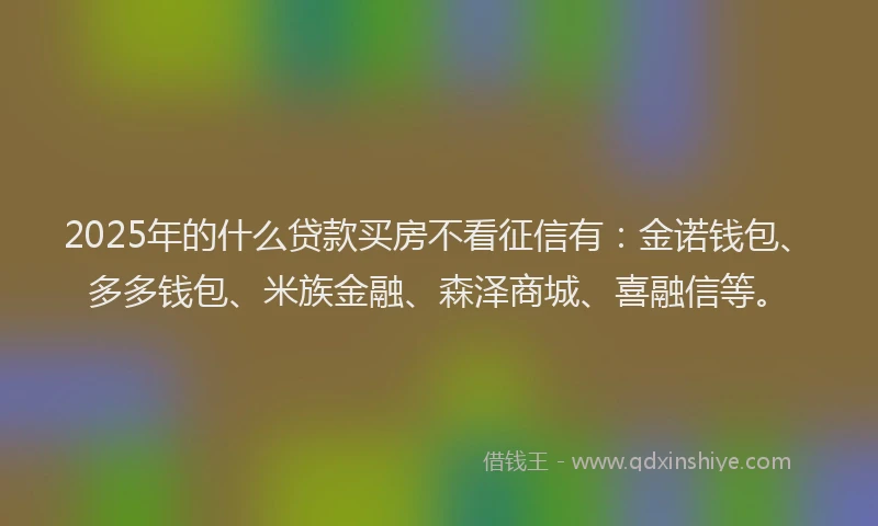 2025年的什么贷款买房不看征信有：金诺钱包、多多钱包、米族金融、森泽商城、喜融信等。