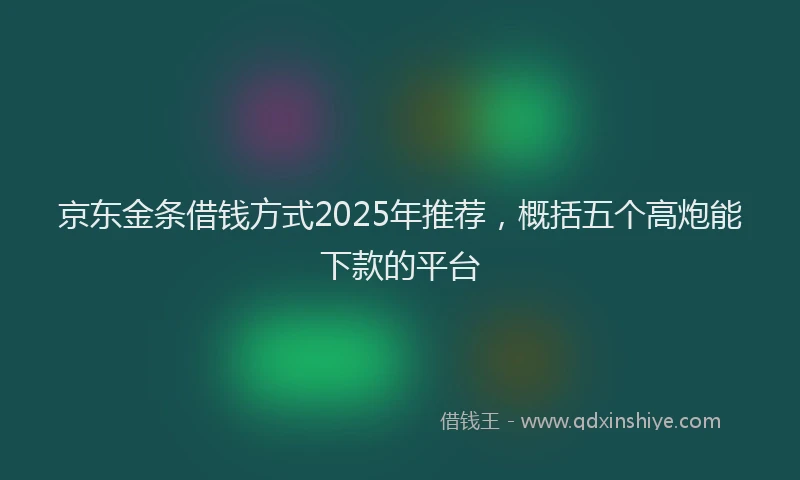 京东金条借钱方式2025年推荐，概括五个高炮能下款的平台