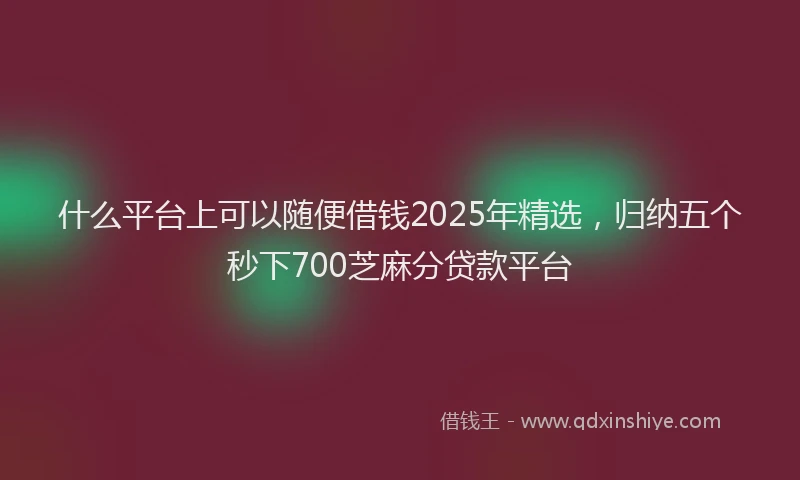 什么平台上可以随便借钱2025年精选，归纳五个秒下700芝麻分贷款平台