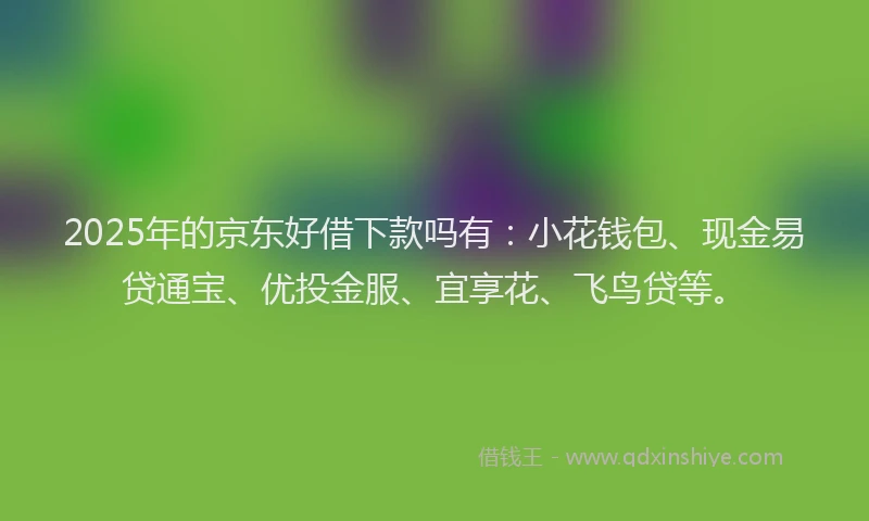 2025年的京东好借下款吗有:小花钱包、现金易贷通宝、优投金服、宜享花、飞鸟贷等。