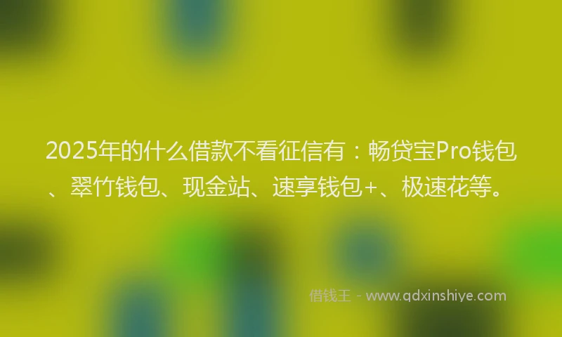 2025年的什么借款不看征信有：畅贷宝Pro钱包、翠竹钱包、现金站、速享钱包+、极速花等。